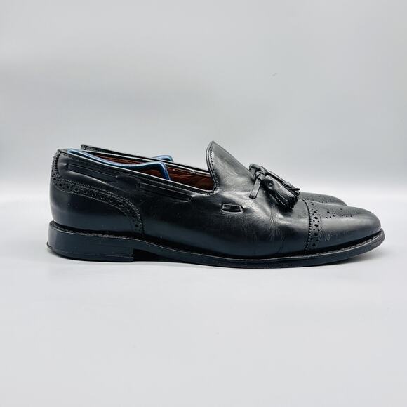 Allen Edmonds Shoes Mens 9.5 Black Leather Jermyn Tassel Loafers Cap Toe Dress